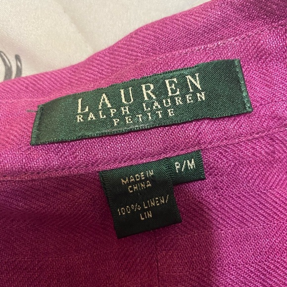 Ralph Lauren Black label Linen Logo button down fuchsia blouse - Picture 3 of 7